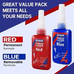 Blue Red 50mlx2 Thread Lock Medium Strong for Nuts Bolts Fasteners