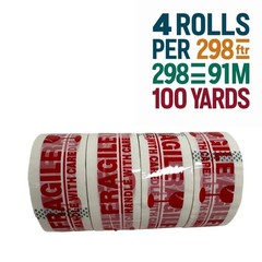4XRolls 2″x100 Yards Fragile Handle with Care Packing Shipping Box Sealing Tapes