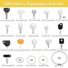 55 Heavy Equipment Keys Master Set Cat Case JD JCB Hyster Komatsu Kubota Volvo