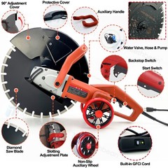 3200W Electric Power Disc Cutter Circular Demo Saw For Wet/Dry Concrete Guide Ro