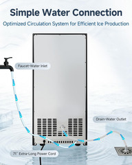 100lbs/24H Commercial Undercounter Ice Maker w/WaterFilter, Self-Cleaning &Timer