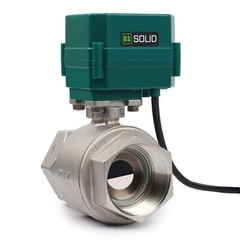 U. S. Solid Motorized Ball Valve w/ US Plug 2in SS AC 110V NC Green Casing