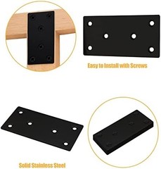 4pcs Metal Flat Straight Brace Bracket, 4” x 2” (L x W), Black | Stainless St