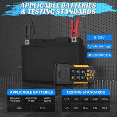 Car Battery Tester 12V 24V Automotive Battery Load Tester with Printer 20-200…