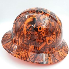 FULL BRIM Hard Hat custom hydro dipped , NEW DEALERS CHOICE ORANGE HOT NEW