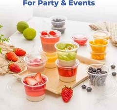 [ 2 oz ] Portion Cup Disposable Plastic Cups for Meal, Salad Dressing, Soufflé,