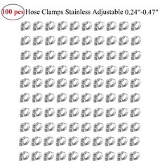 100pcs Adjustable Stainless Steel Drive Hose Clamp Fuel Line Worm Clip 1/4″-1/2″