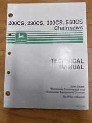 John Deere 200CS,230CS,300CS,550CS Chainsaws Technical Manual, TM1750