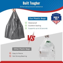 2000 Gray T-Shirt Bags 1/6 12″ x 6.5″ x 21″, Plastic Grocery Shopping Bags