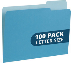 File Folders Letter Size 1/3 Cut Tabs 100 Pk Various Colors Two Tone Durable