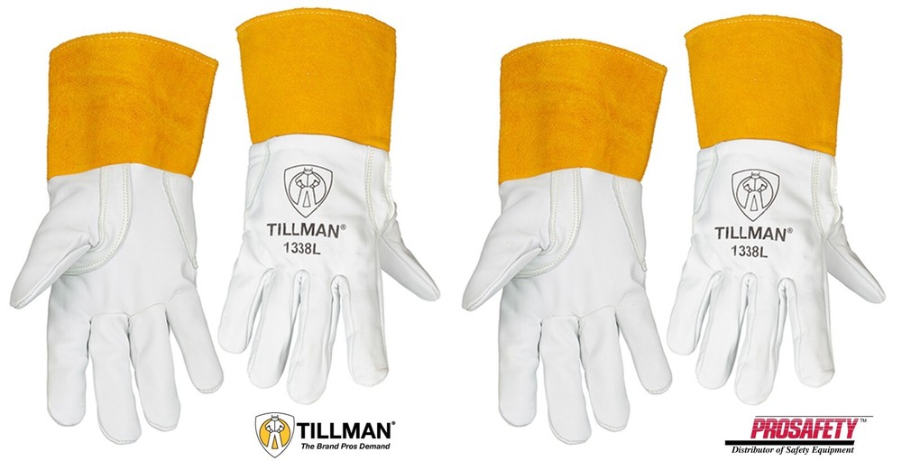 2 PAIR Tillman 1338 Grain Pearl Goatskin Leather TIG Welding Gloves 4″ Cuff S-XL