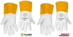 2 PAIR Tillman 1338 Grain Pearl Goatskin Leather TIG Welding Gloves 4″ Cuff S-XL