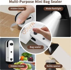 2026 New Upgraded Mini Bag Sealer,With Knife/Flash-Light/Magnet,800mah,USB-C Rec
