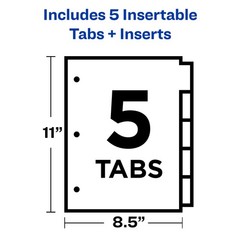 Avery 5-Tab Binder Dividers, Insertable Multicolor Big Tabs, 1 Set (11121)