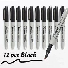 12pcs Black Permanent Marker Pens Fine Tip Waterproof Quick Dry Ink**