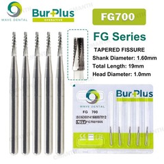 2 PACK WAVE Dental Carbide Burs FG Tapered Fissure Cross Cut Burs Fit High Speed