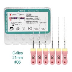 6 Pcs/Pack Dental 21/25mm C-Files Endo Root Canal File Stainless Steel Hand Use