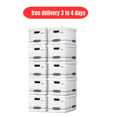 10 Pack Letter/Legal File Storage Box Cardboard Lift-Off Lid 350 lb Stack NEW