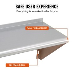 Uimoso 36″ x 12″ Stainless Steel Wall Mounted Shelf Kitchen Restaurant Shelving