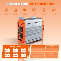 1500W Pure Sine Wave Power Inverter 12V to 110V 120V for LiFePO4 Lithium Battery