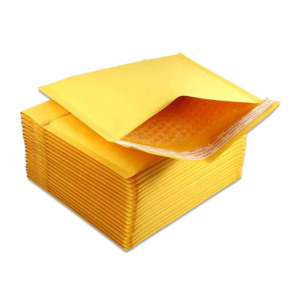 5 EcoSwift Size #CD 7.25 x 8 Kraft Bubble Mailers Self x 8 inches, Gold