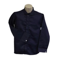 Stanco Welding Jacket/Shirt Sz Small Navy Blue 100% Cotton FR Snap Closure 30”
