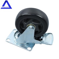 4Pcs Heavy Duty Polyurethane Black Casters 4-Inch 360 Rotation WIth Brake Caster