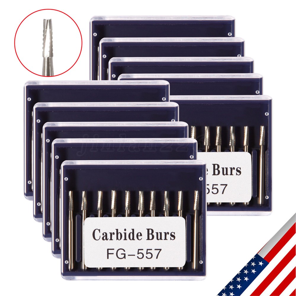 Dental Midwest FG #557 Clinic Length Cross Cut Carbide Burs 100pcs/10packs