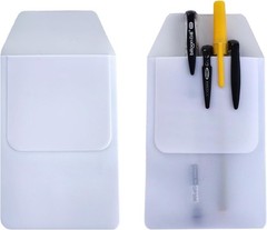 Pack of 10 Pocket Protectors, Heavy PVC Pen Holder Pouch, White
