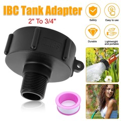 2X IBC Tote Adapter 2″ NPS Fine Thread to 3/4″ Male 275 330 Gal Water Tank Valve