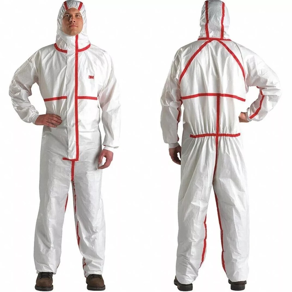 Full Case 25 Pack 3M 4565 BLK Hooded Disposable Protective Coverall Size Large