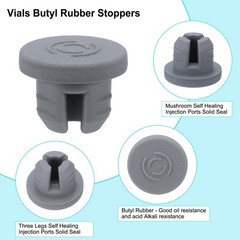 200Pcs 13mm/0.5″ Vials Rubber Stoppers Three Legs Butyl Rubber Stopper Grey