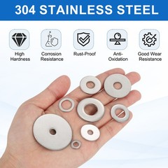 20Pack M16 304 Stainless Steel Flat Washers 17mm ID 22mm OD 1mm Thick]
