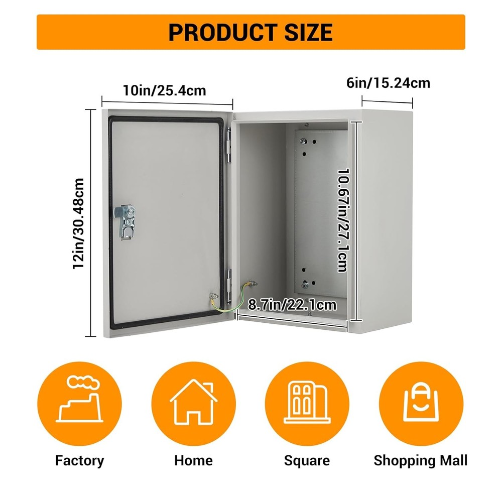 GARVEE Waterproof Electrical Box IP66 Steel Outdoor Enclosure Lockable Panel Box