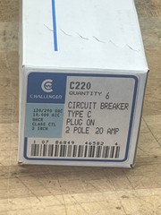 Challenger NEW 6 pack C220 circuit breaker type c 2 pole 20 amp 120/240