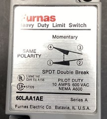 60LAA1AE Furnas HD Limit switch side plain plunger FREE SHIP