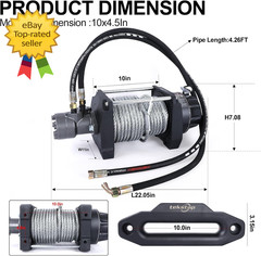20000LBS Hydraulic Winch,Steel Cable 1/2IN X 78Ft,Gear Ratio:36/1 Hydraulic Moto