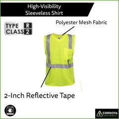 V421-L Cor-Brite R, Class II, Lime Birdseye Mesh T-Shirt, Sleeveless, Chest P…