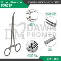 10 Kelly Hemostat Forceps 5.5″ Set Curved Locking Clamp Surgical Dental Fishing