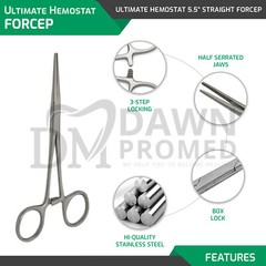 5 Pcs Kelly Hemostat Forceps 5.5″ Straight Locking Clamp Fishing Plier German Gr