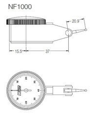 Noga/Mitutoyo NF61003 Magnetic Base & Metric Test Indicator Set