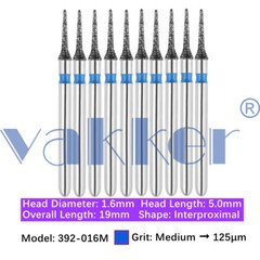 50pc Vakker Dental Diamond Burs Shape: Inter Proximal, Gross Reduction Bits