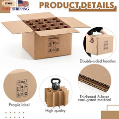 5 Sets Wine Boxes for Moving Kits 16 X 16 X 12 Inch Corrugated 16 Bottle Cardboa