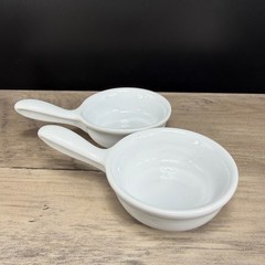 Revol France White Porcelain Single Handle Ramekins Set of 2 Individual Dishes