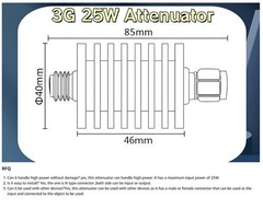 BECEN 6DB 25W N Attenuator, 25 Watt 50 Ohm Attenuator DC to 3Ghz, Fixed Attenuat