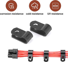 200 PCS PACK 1/8″ Inch IN R-Type CABLE CLAMP NYLON BLACK HOSE WIRE ELECTRICAL UV
