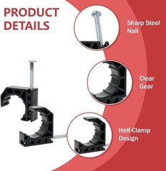 50 Count 1/2-inch Black J-Clamp J-Hooks with Nails – Pipe Fixture