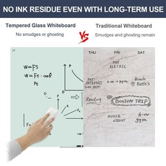 Glass Magnetic Dry Erase Board – 48 x 32 Inches Frameless Glass Whiteboard fo…
