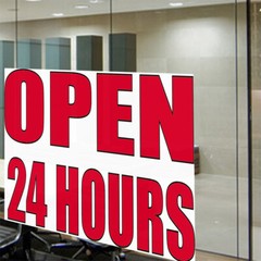 Decal Stickers Open 24 Hours Outdoor Advertising Printing Vinyl Store Sign Label