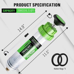 200cc Fluid Extractor Filling Syringe Pump Manual Suction Vacuum Fuel Transfer